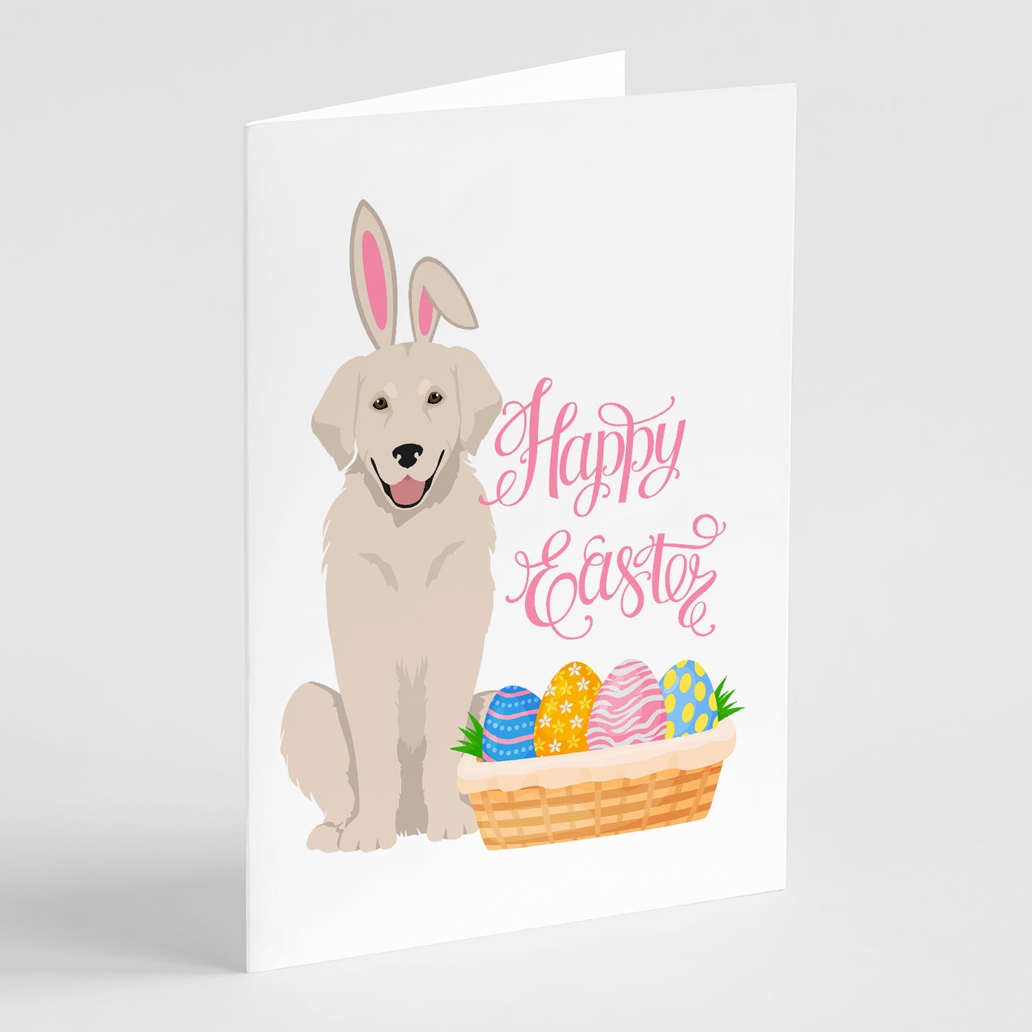Cream Golden Retriever Easter Greeting Cards Pack of 8 Blank Cards with Envelopes Whimsical A7 Size 5x7