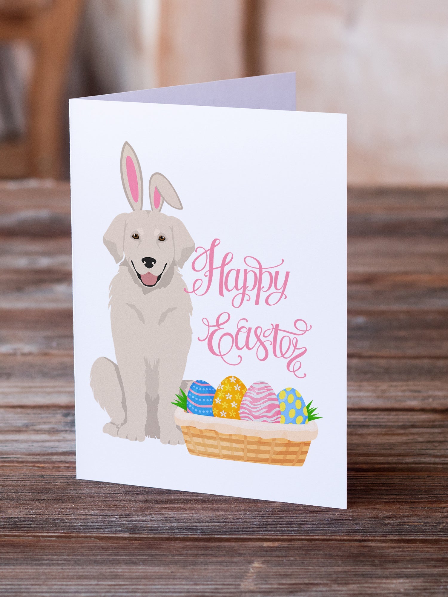 Cream Golden Retriever Easter Greeting Cards Pack of 8 Blank Cards with Envelopes Whimsical A7 Size 5x7