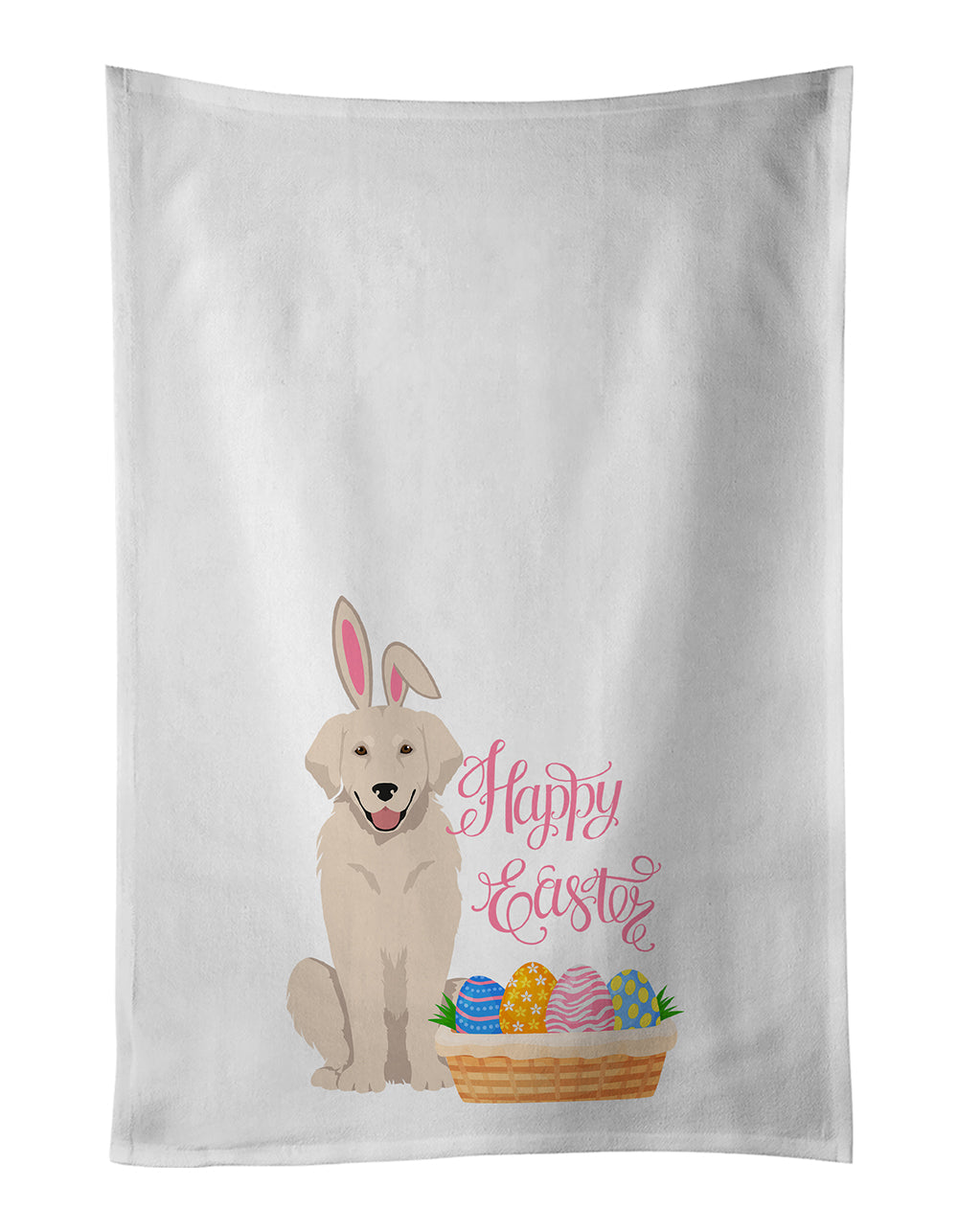 Cream Golden Retriever Easter Kitchen Towel Set of 2 White Dish Towels Decorative Bathroom Hand towel for Hand, Face, Hair, Yoga, Tea, Dishcloth, 19 X 28", White