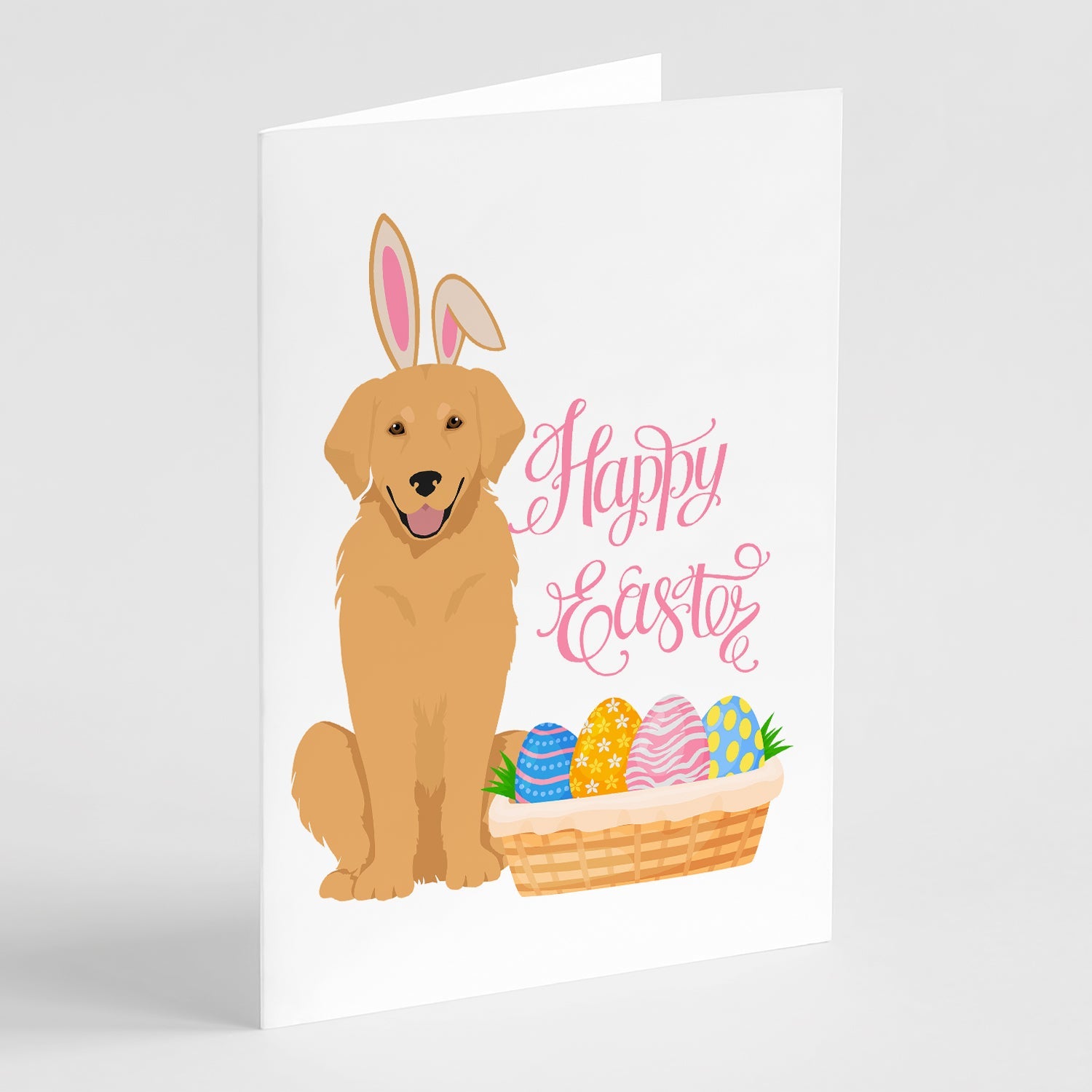 Gold Golden Retriever Easter Greeting Cards Pack of 8 Blank Cards with Envelopes Whimsical A7 Size 5x7