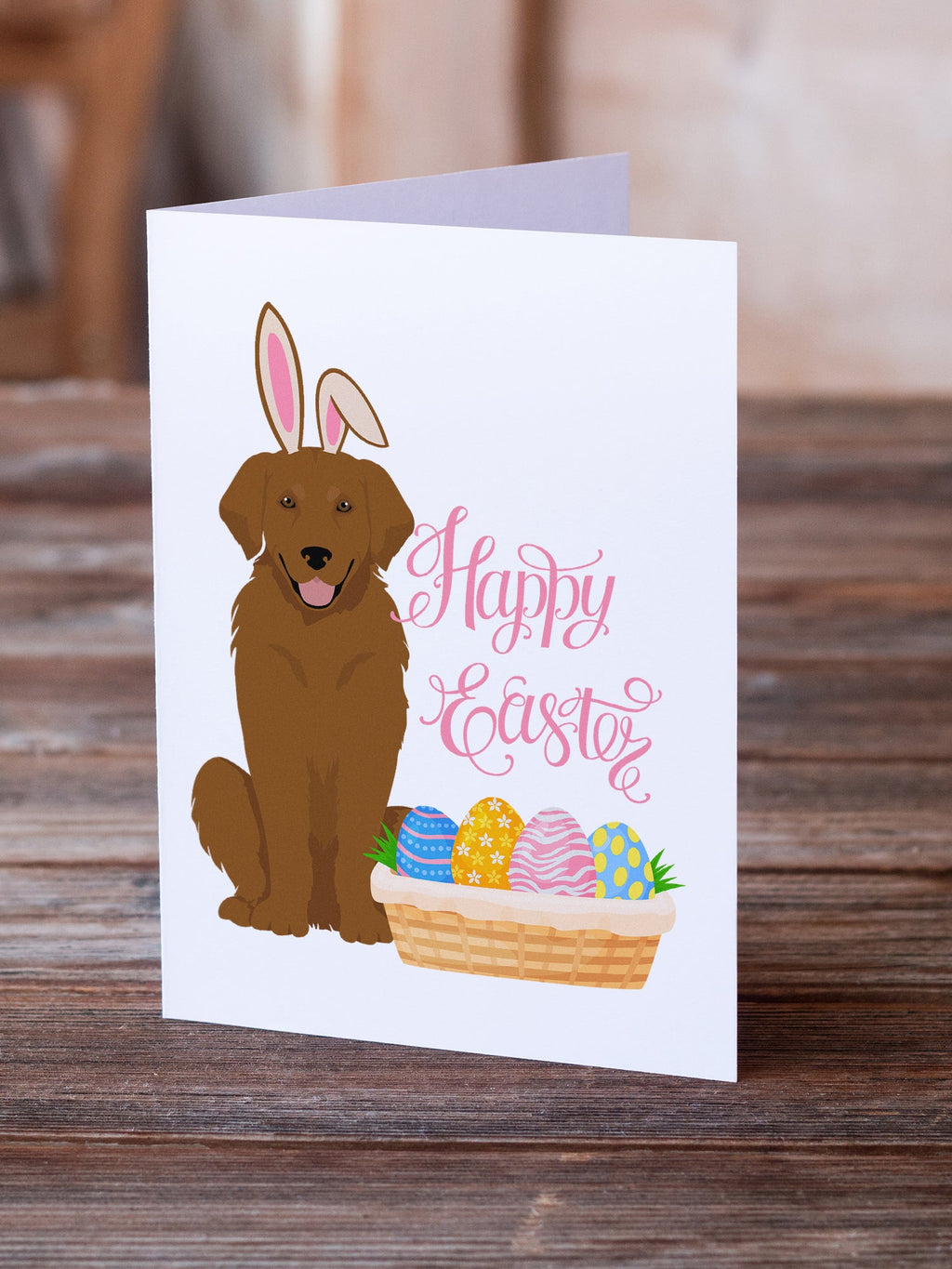 Mahogany Golden Retriever Easter Greeting Cards Pack of 8 Blank Cards with Envelopes Whimsical A7 Size 5x7