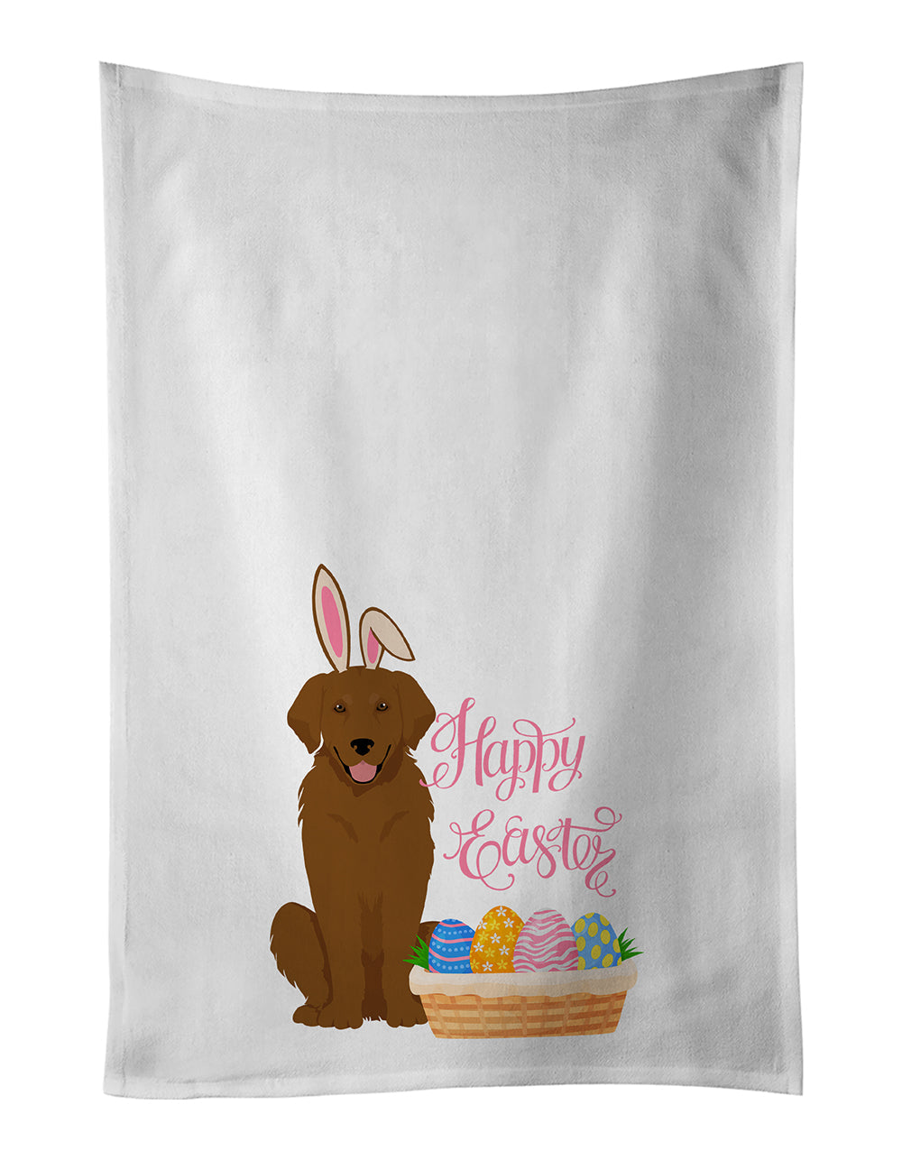 Mahogany Golden Retriever Easter Kitchen Towel Set of 2 White Dish Towels Decorative Bathroom Hand towel for Hand, Face, Hair, Yoga, Tea, Dishcloth, 19 X 28", White