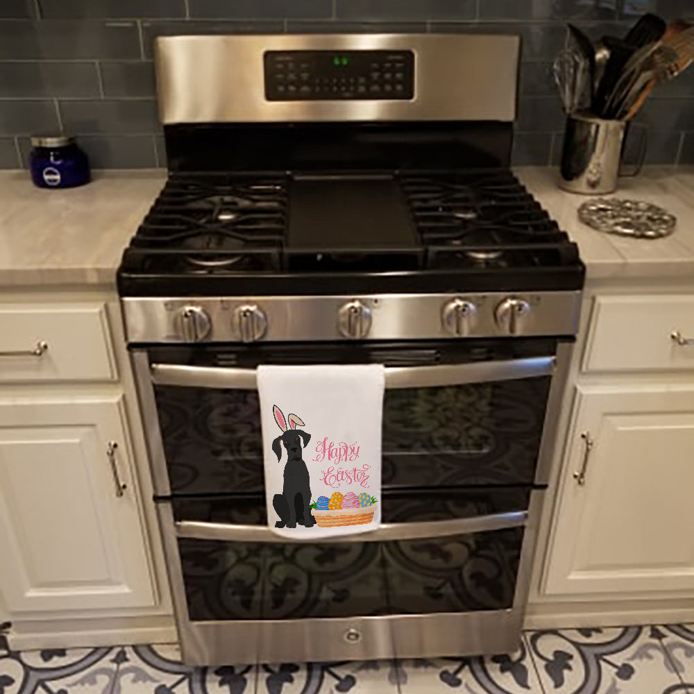 Black Great Dane Easter Kitchen Towel Set of 2 White Dish Towels Decorative Bathroom Hand towel for Hand, Face, Hair, Yoga, Tea, Dishcloth, 19 X 28", White