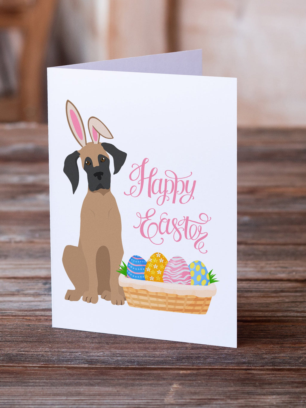 Fawn Great Dane Easter Greeting Cards Pack of 8 Blank Cards with Envelopes Whimsical A7 Size 5x7