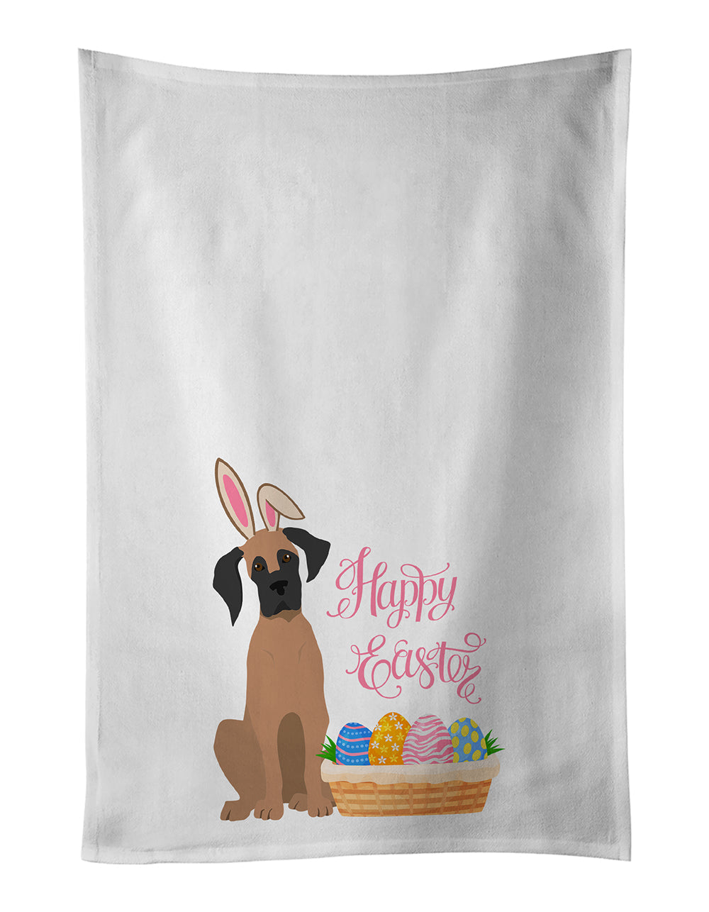 Fawn Great Dane Easter Kitchen Towel Set of 2 White Dish Towels Decorative Bathroom Hand towel for Hand, Face, Hair, Yoga, Tea, Dishcloth, 19 X 28", White