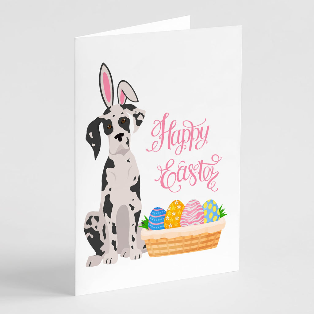 Harlequin Great Dane Easter Greeting Cards Pack of 8 Blank Cards with Envelopes Whimsical A7 Size 5x7