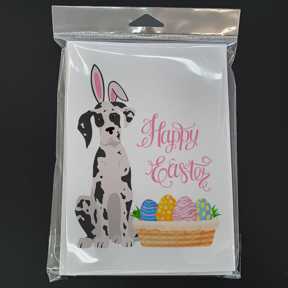 Harlequin Great Dane Easter Greeting Cards Pack of 8 Blank Cards with Envelopes Whimsical A7 Size 5x7