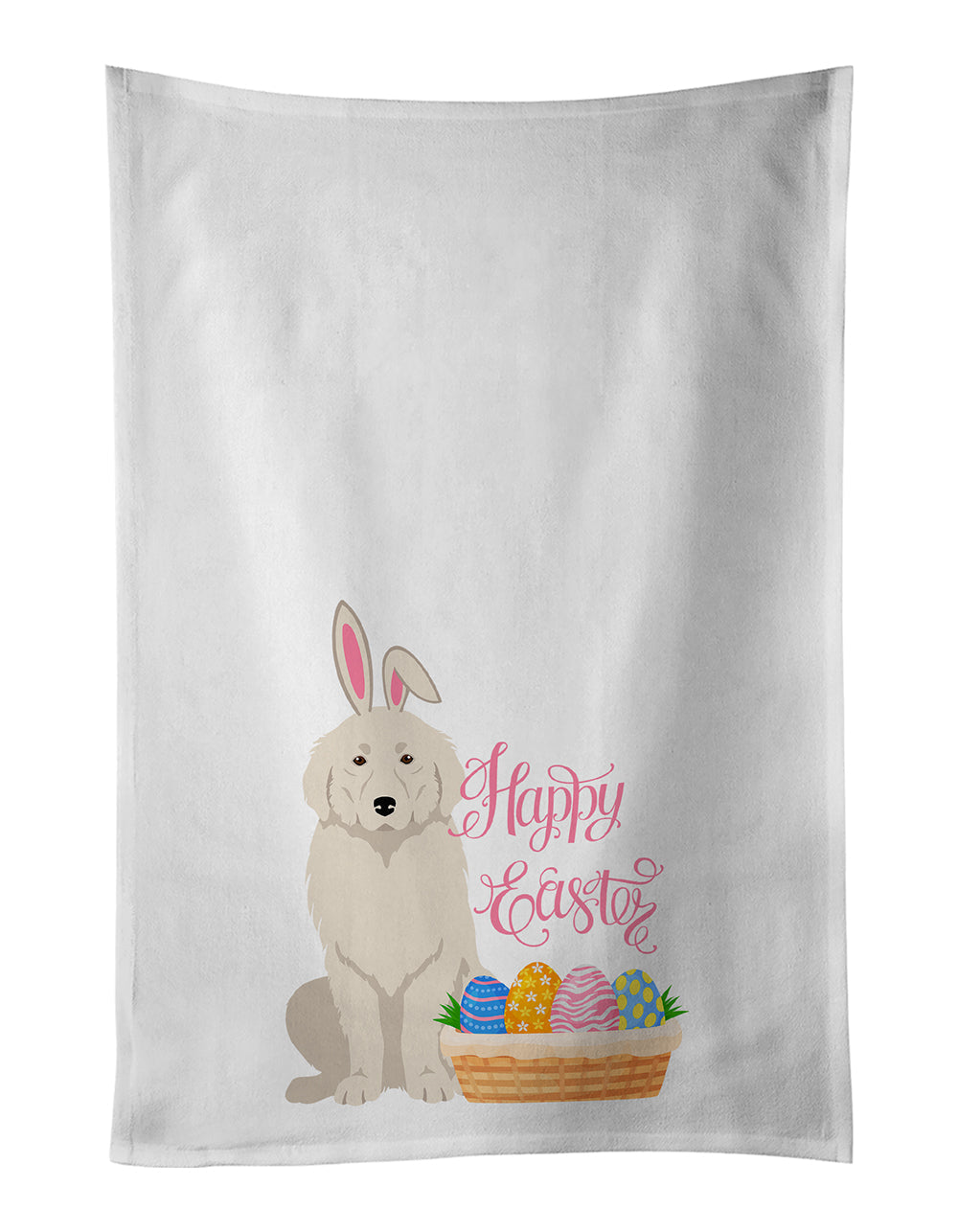 Great Pyrenees Easter Kitchen Towel Set of 2 White Dish Towels Decorative Bathroom Hand towel for Hand, Face, Hair, Yoga, Tea, Dishcloth, 19 X 28", White