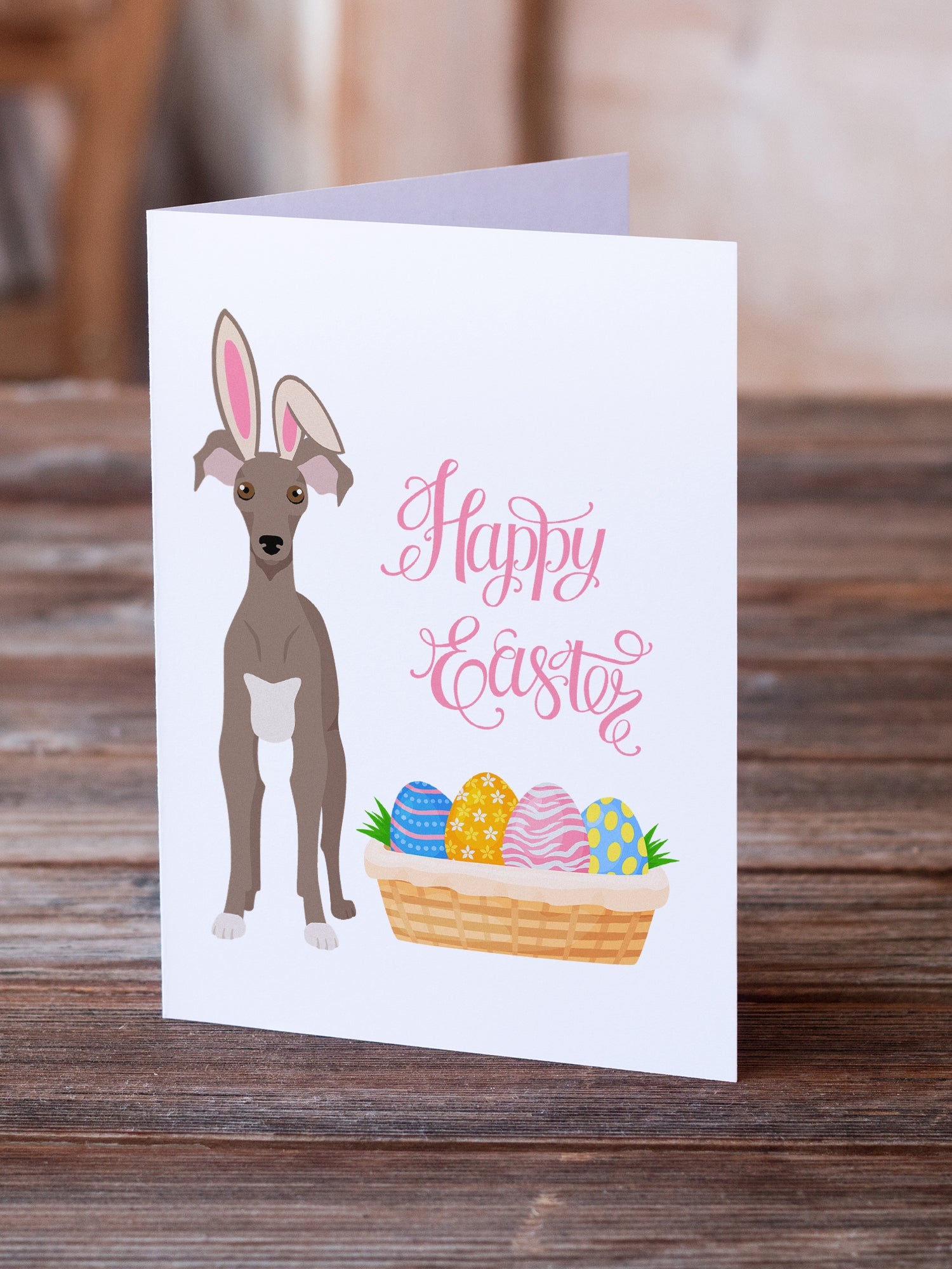 Fawn Italian Greyhound Easter Greeting Cards Pack of 8 Blank Cards with Envelopes Whimsical A7 Size 5x7