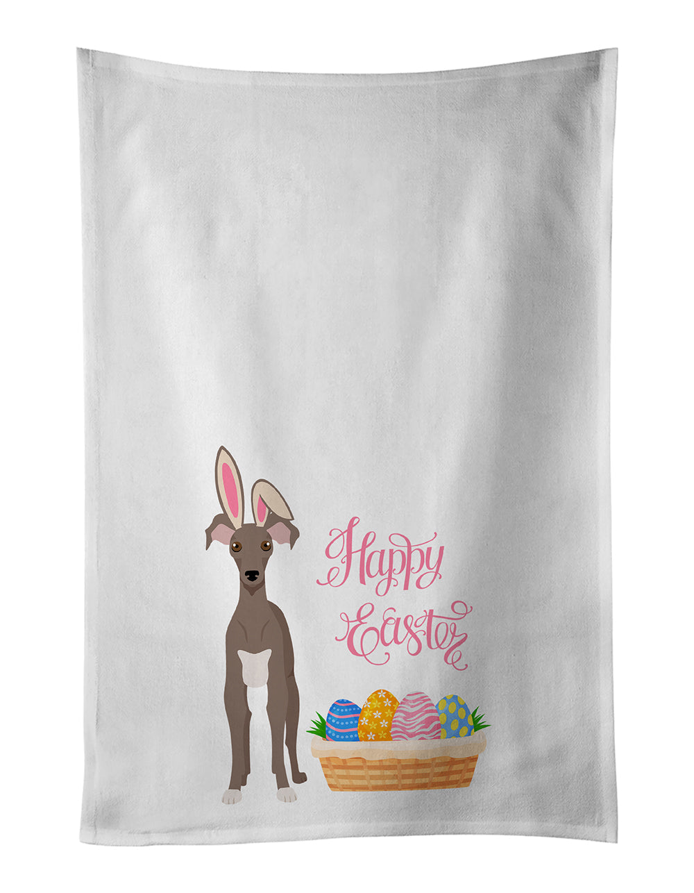 Fawn Italian Greyhound Easter Kitchen Towel Set of 2 White Dish Towels Decorative Bathroom Hand towel for Hand, Face, Hair, Yoga, Tea, Dishcloth, 19 X 28", White
