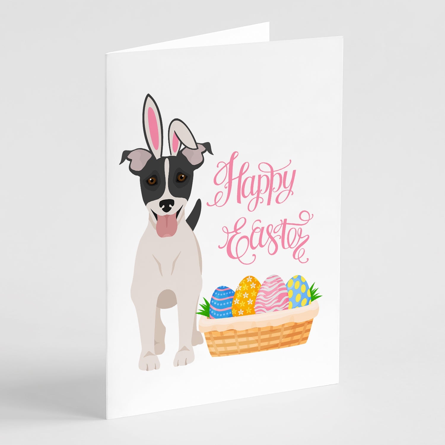 Black White Smooth Jack Russell Terrier Easter Greeting Cards Pack of 8 Blank Cards with Envelopes Whimsical A7 Size 5x7