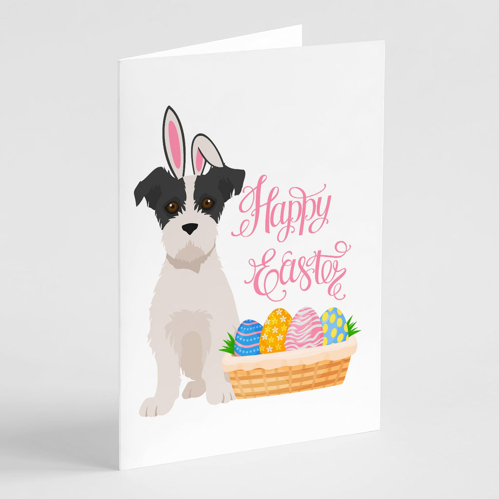 Black White Wirehair Jack Russell Terrier Easter Greeting Cards Pack of 8 Blank Cards with Envelopes Whimsical A7 Size 5x7