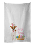 Brown White Smooth Jack Russell Terrier Easter Kitchen Towel Set of 2 White Dish Towels Decorative Bathroom Hand towel for Hand, Face, Hair, Yoga, Tea, Dishcloth, 19 X 28", White