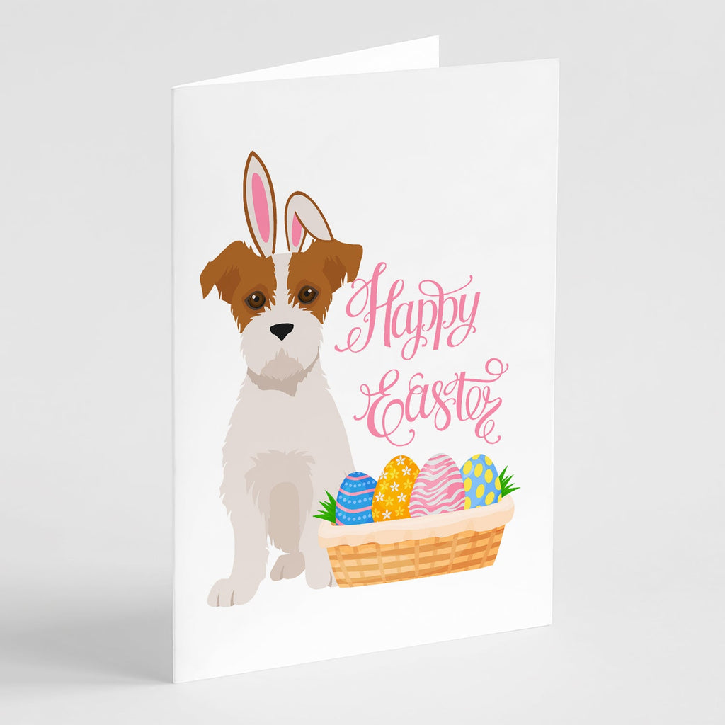 Brown White Wirehair Jack Russell Terrier Easter Greeting Cards Pack of 8 Blank Cards with Envelopes Whimsical A7 Size 5x7