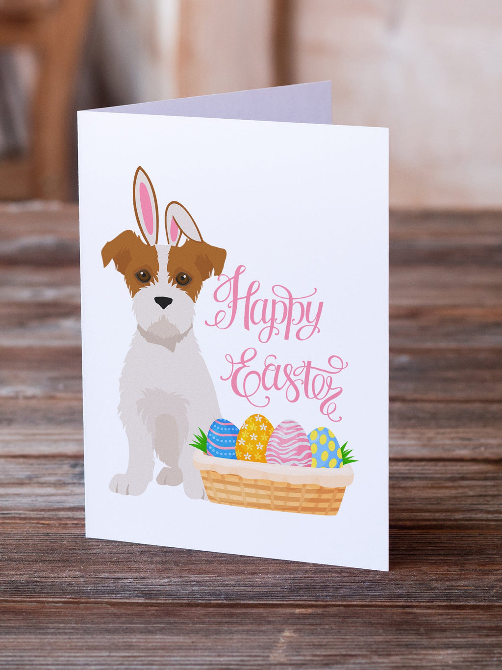 Brown White Wirehair Jack Russell Terrier Easter Greeting Cards Pack of 8 Blank Cards with Envelopes Whimsical A7 Size 5x7