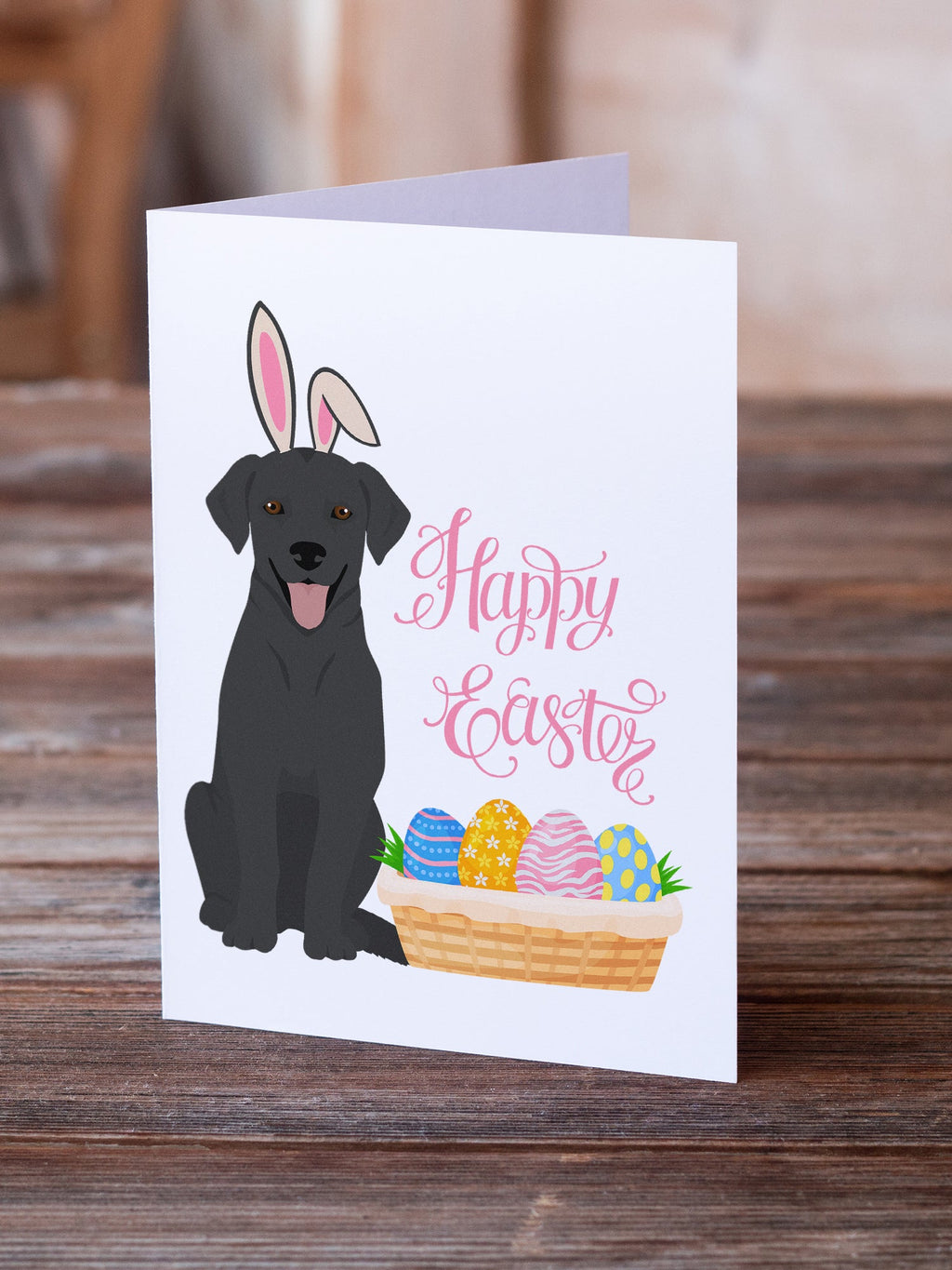 Black Labrador Retriever Easter Greeting Cards Pack of 8 Blank Cards with Envelopes Whimsical A7 Size 5x7