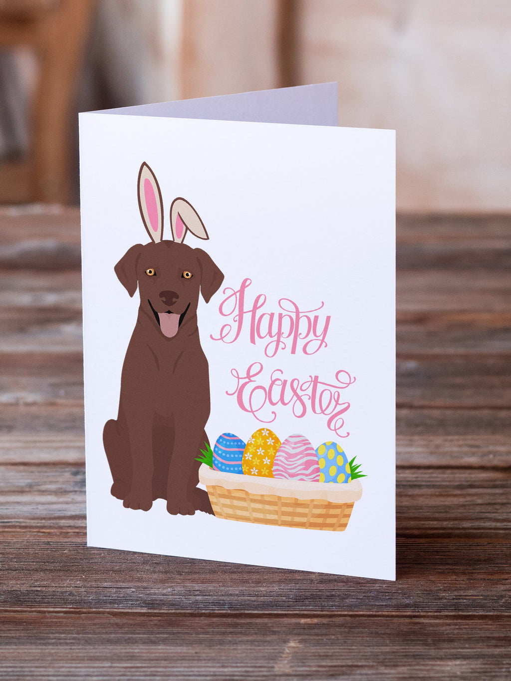 Chocolate Labrador Retriever Easter Greeting Cards Pack of 8 Blank Cards with Envelopes Whimsical A7 Size 5x7