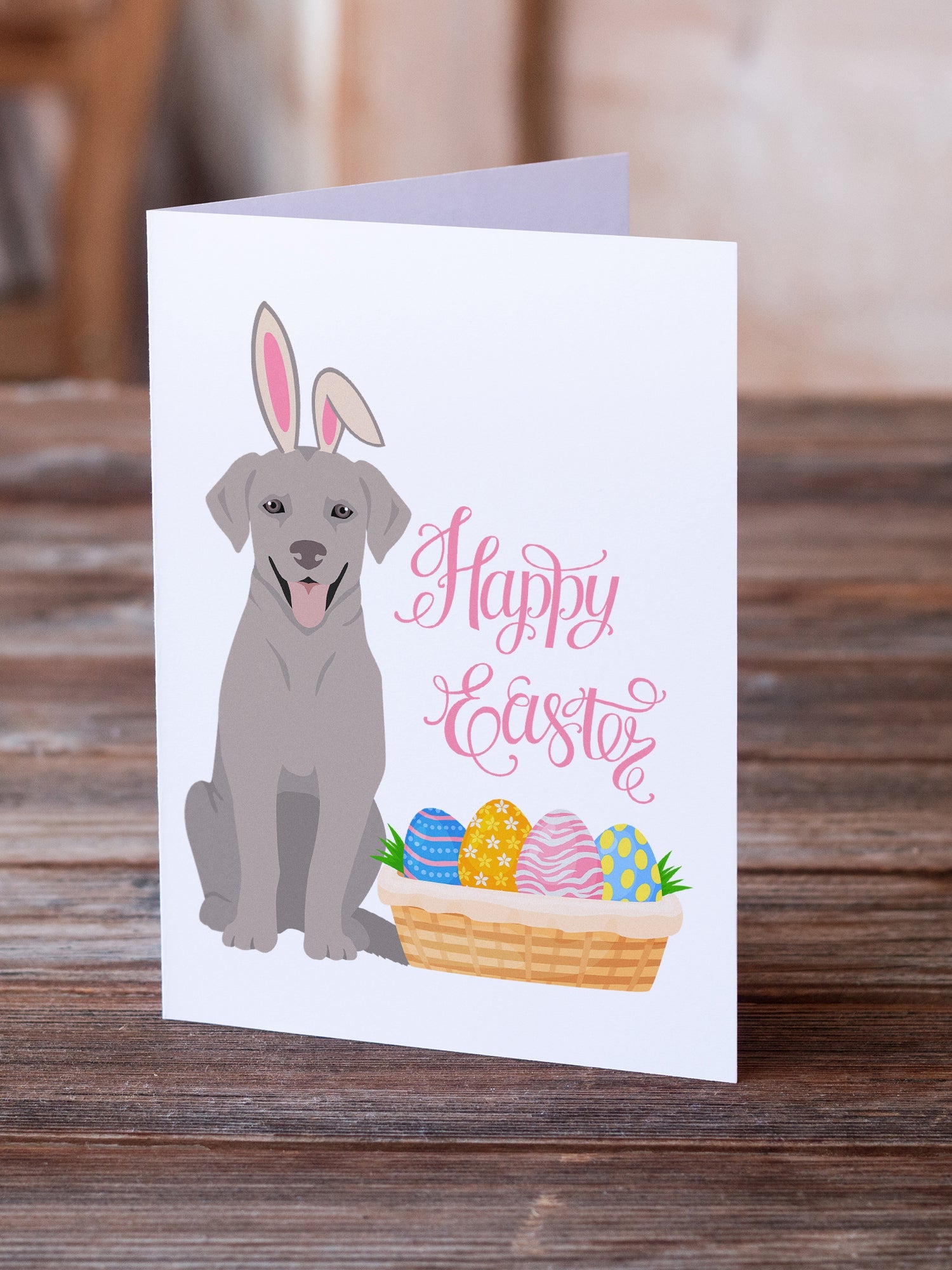 Gray Labrador Retriever Easter Greeting Cards Pack of 8 Blank Cards with Envelopes Whimsical A7 Size 5x7