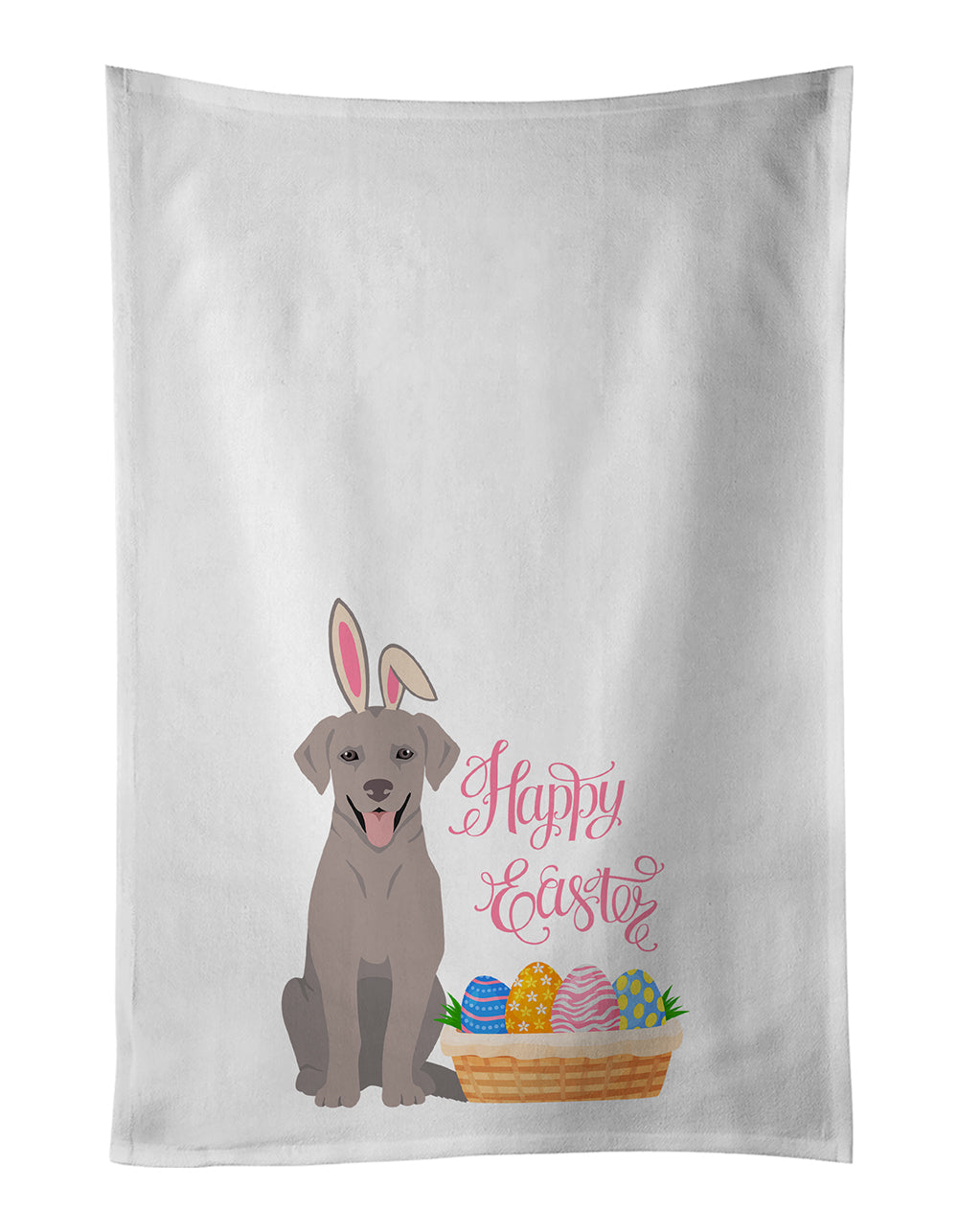 Gray Labrador Retriever Easter Kitchen Towel Set of 2 White Dish Towels Decorative Bathroom Hand towel for Hand, Face, Hair, Yoga, Tea, Dishcloth, 19 X 28", White