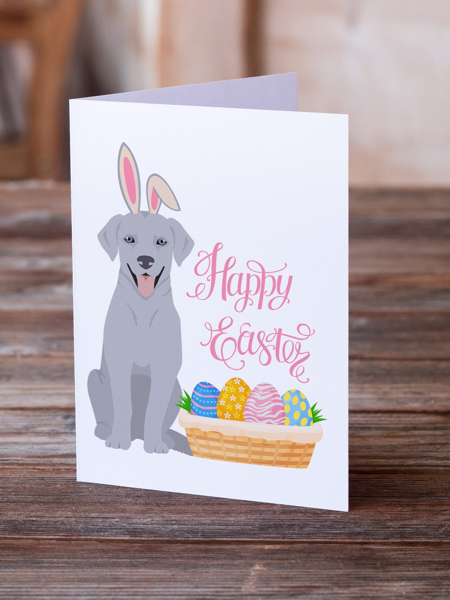 Silver Labrador Retriever Easter Greeting Cards Pack of 8 Blank Cards with Envelopes Whimsical A7 Size 5x7