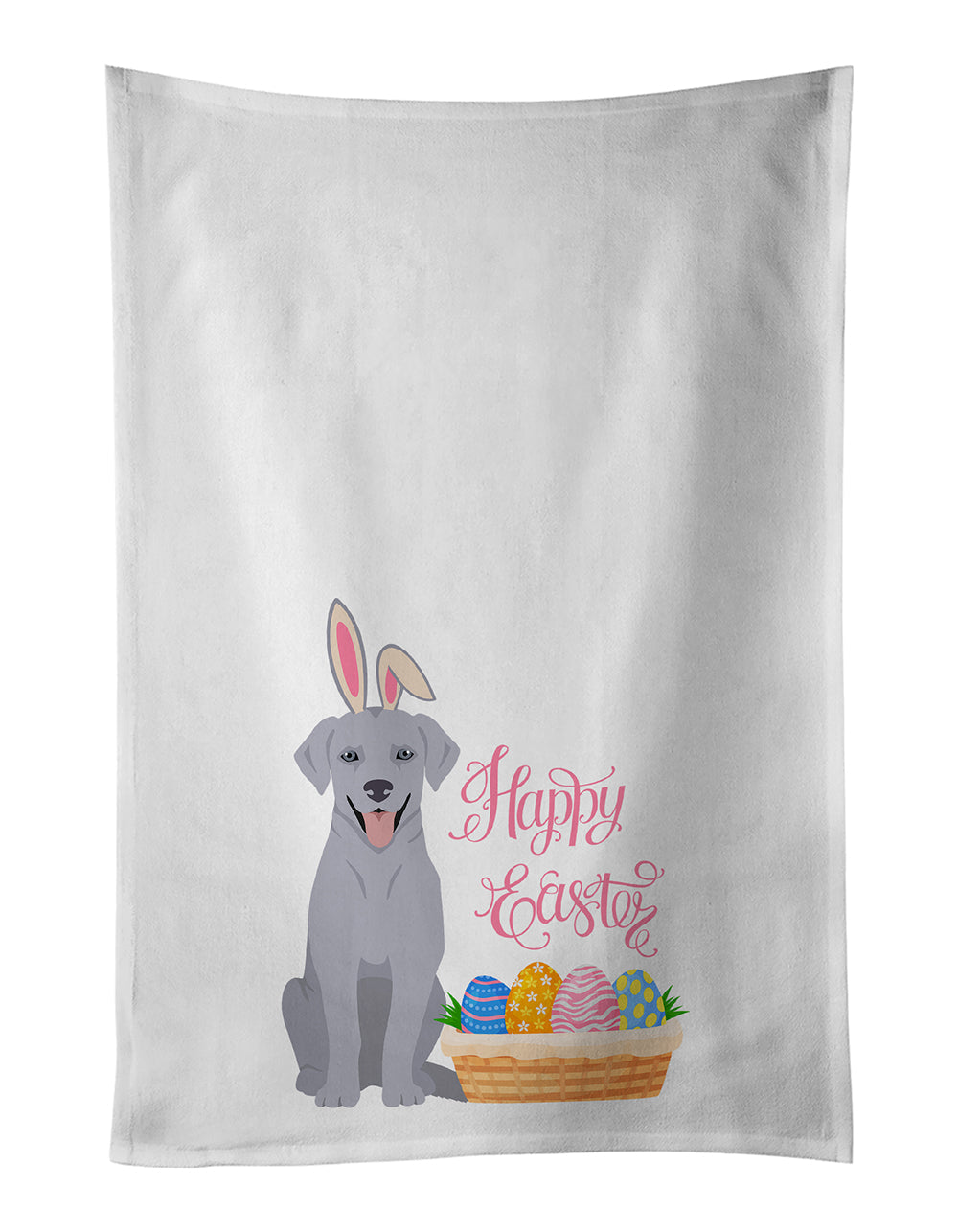 Silver Labrador Retriever Easter Kitchen Towel Set of 2 White Dish Towels Decorative Bathroom Hand towel for Hand, Face, Hair, Yoga, Tea, Dishcloth, 19 X 28", White