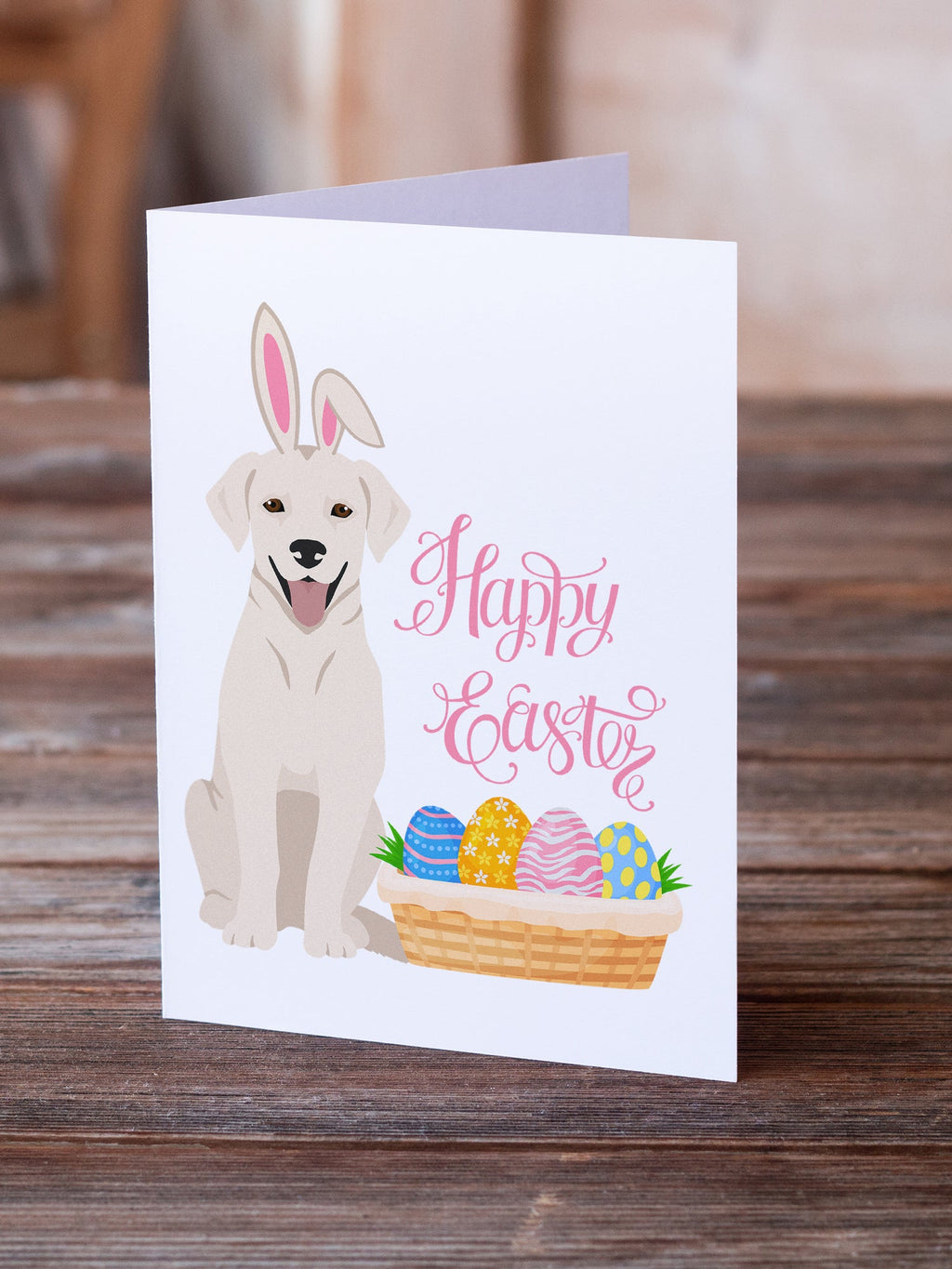White Cream Labrador Retriever Easter Greeting Cards Pack of 8 Blank Cards with Envelopes Whimsical A7 Size 5x7