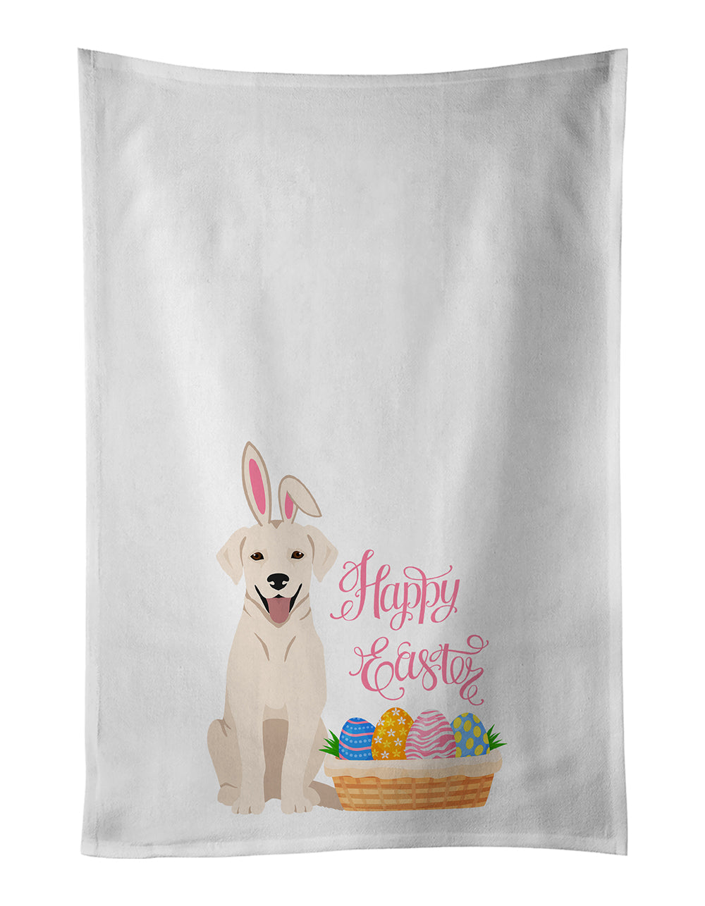 White Cream Labrador Retriever Easter Kitchen Towel Set of 2 White Dish Towels Decorative Bathroom Hand towel for Hand, Face, Hair, Yoga, Tea, Dishcloth, 19 X 28", White