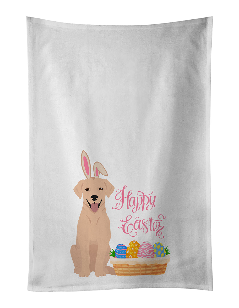Yellow Labrador Retriever Easter Kitchen Towel Set of 2 White Dish Towels Decorative Bathroom Hand towel for Hand, Face, Hair, Yoga, Tea, Dishcloth, 19 X 28", White