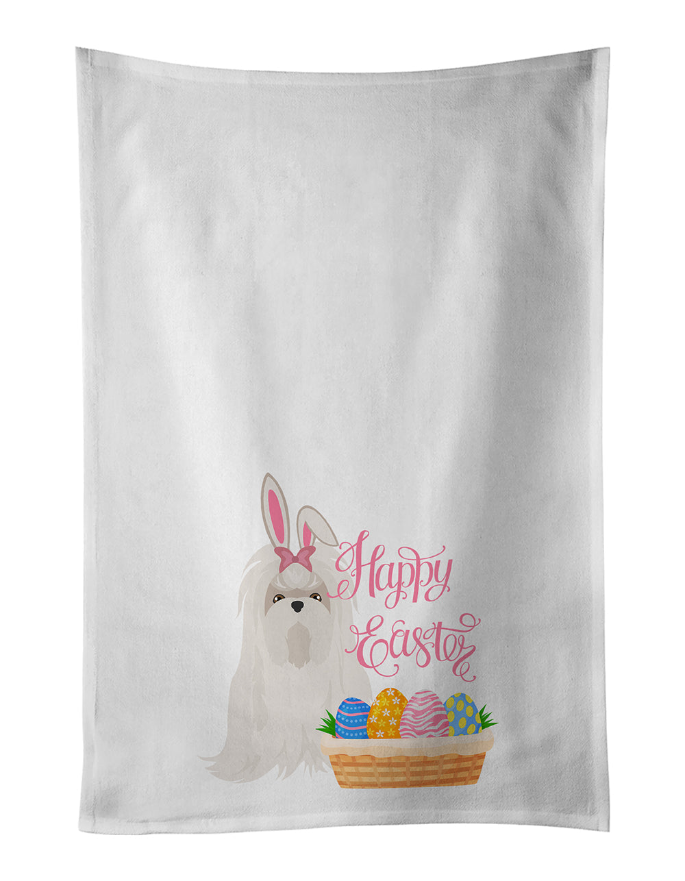 Maltese Easter Kitchen Towel Set of 2 White Dish Towels Decorative Bathroom Hand towel for Hand, Face, Hair, Yoga, Tea, Dishcloth, 19 X 28", White
