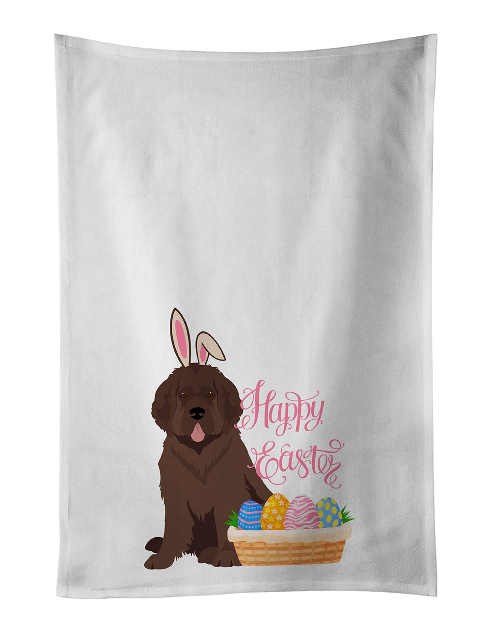Brown Newfoundland Easter Kitchen Towel Set of 2 White Dish Towels Decorative Bathroom Hand towel for Hand, Face, Hair, Yoga, Tea, Dishcloth, 19 X 28", White