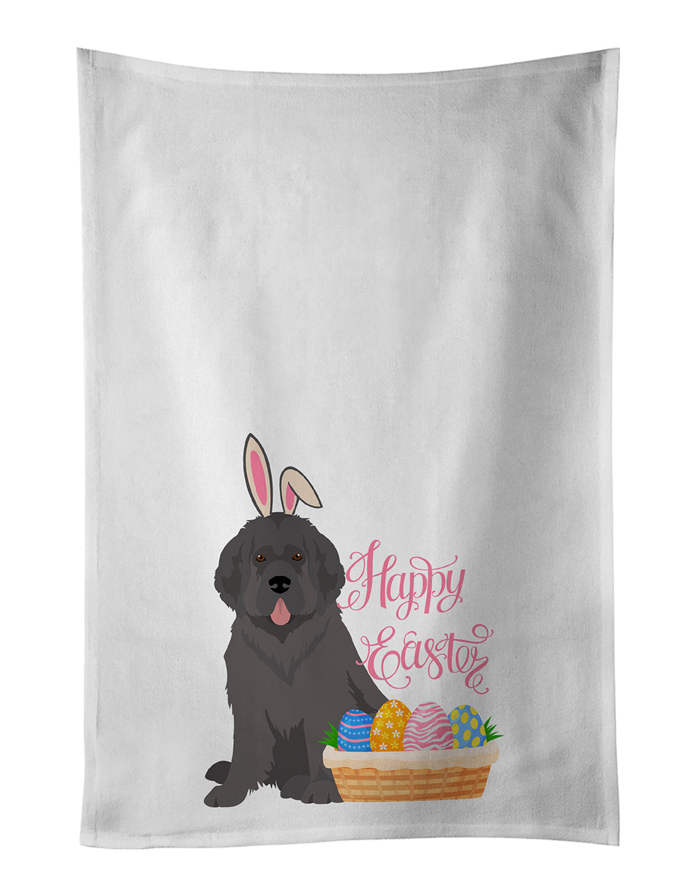 Grey Newfoundland Easter Kitchen Towel Set of 2 White Dish Towels Decorative Bathroom Hand towel for Hand, Face, Hair, Yoga, Tea, Dishcloth, 19 X 28", White