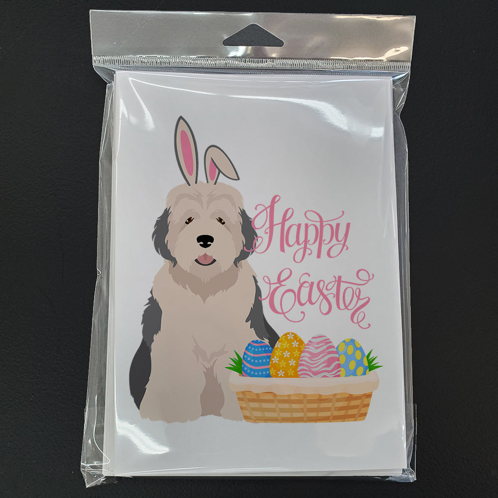Old English Sheepdog Easter Greeting Cards Pack of 8 Blank Cards with Envelopes Whimsical A7 Size 5x7