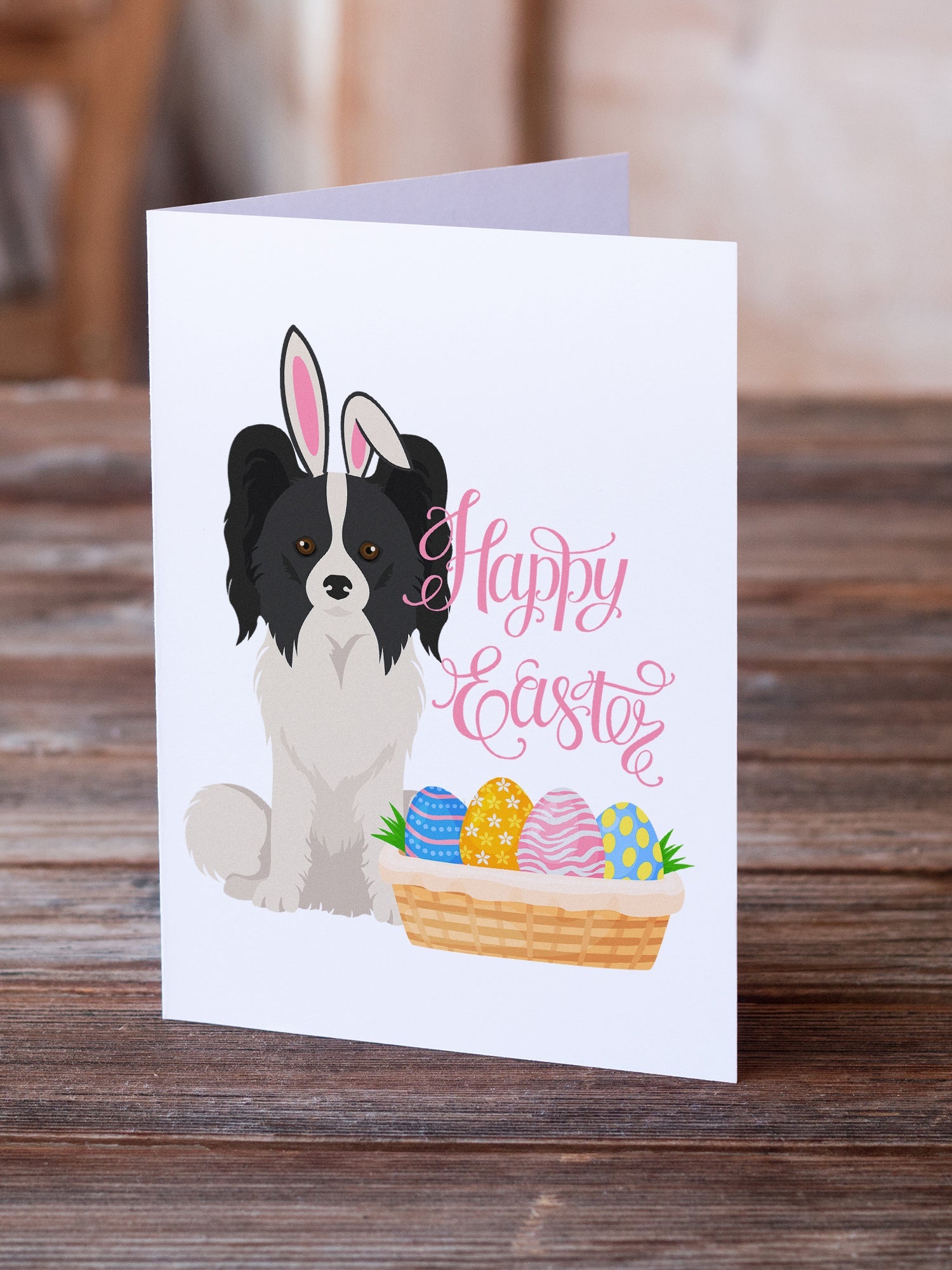 Black and White Papillon Easter Greeting Cards Pack of 8 Blank Cards with Envelopes Whimsical A7 Size 5x7