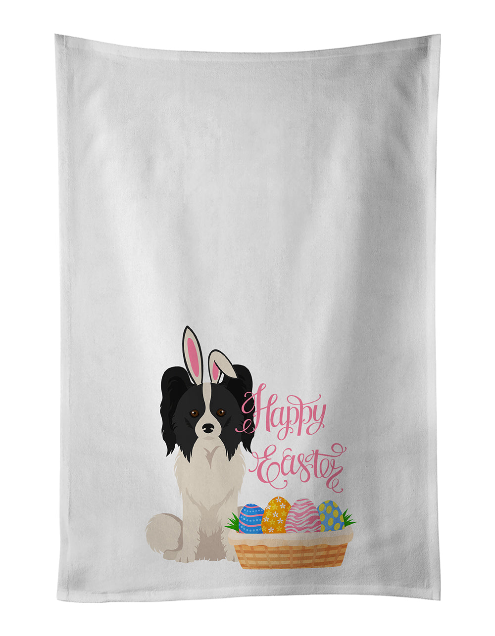 Black and White Papillon Easter Kitchen Towel Set of 2 White Dish Towels Decorative Bathroom Hand towel for Hand, Face, Hair, Yoga, Tea, Dishcloth, 19 X 28", White