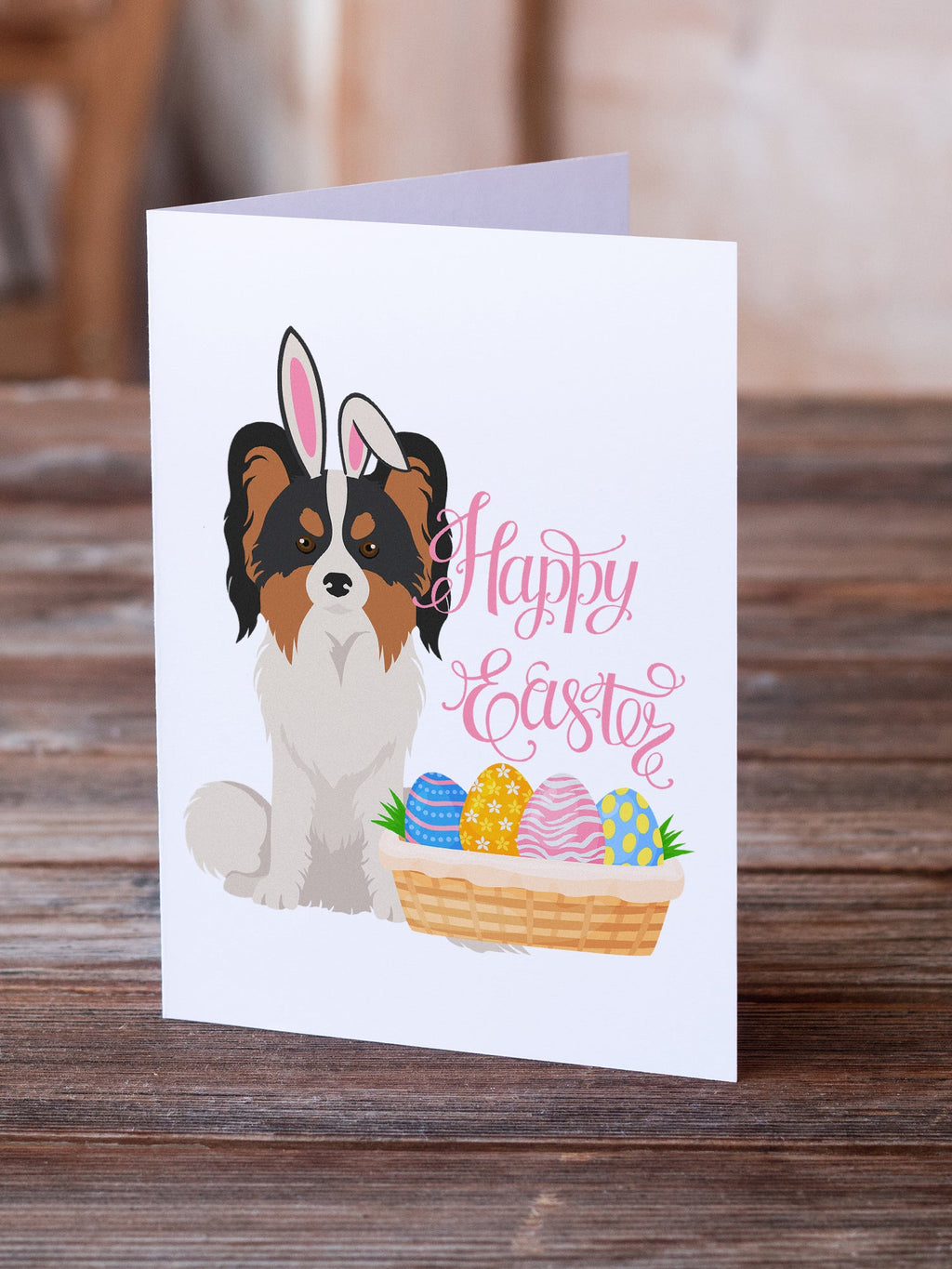 Tricolor Papillon Easter Greeting Cards Pack of 8 Blank Cards with Envelopes Whimsical A7 Size 5x7