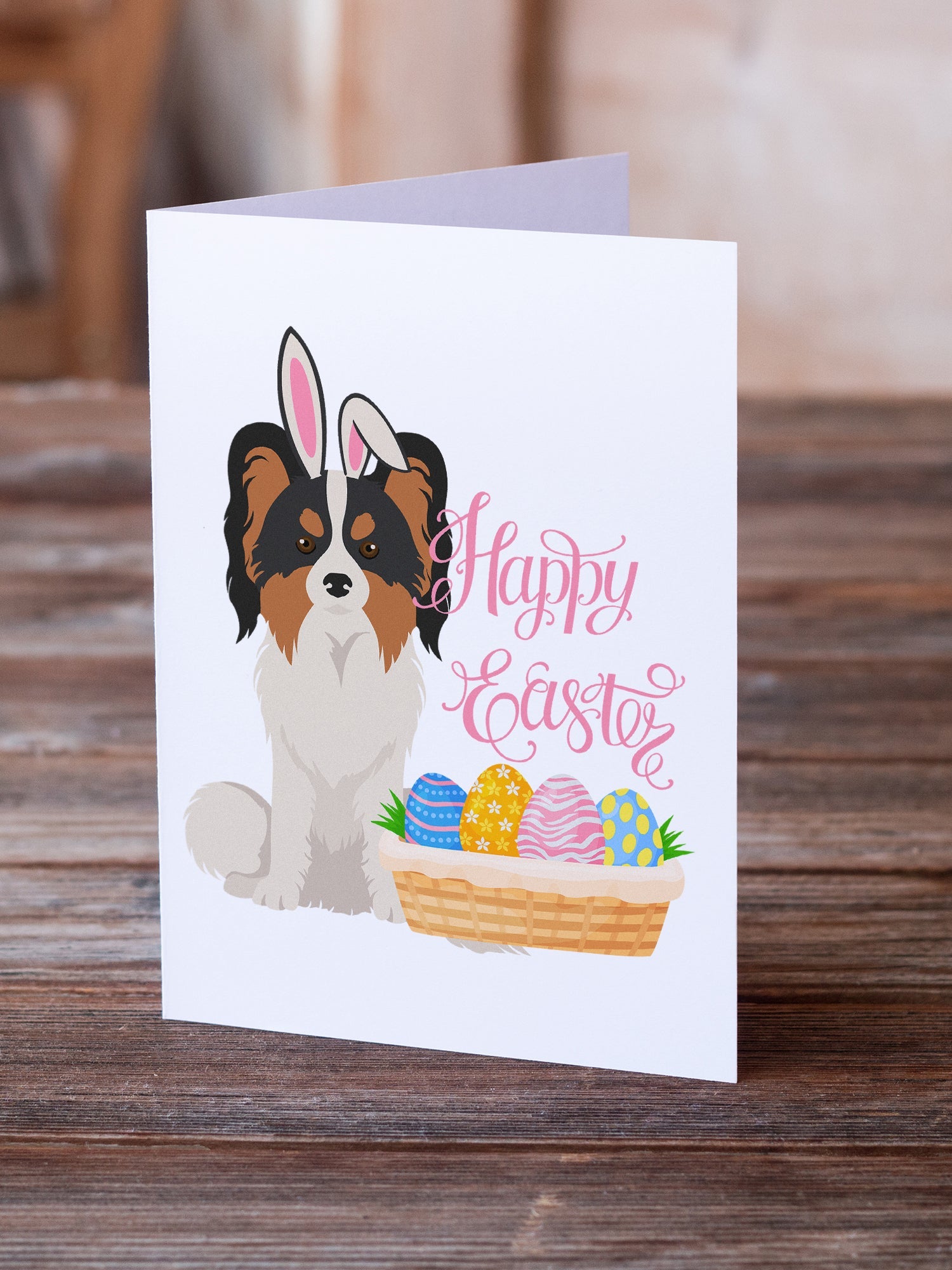 Tricolor Papillon Easter Greeting Cards Pack of 8 Blank Cards with Envelopes Whimsical A7 Size 5x7