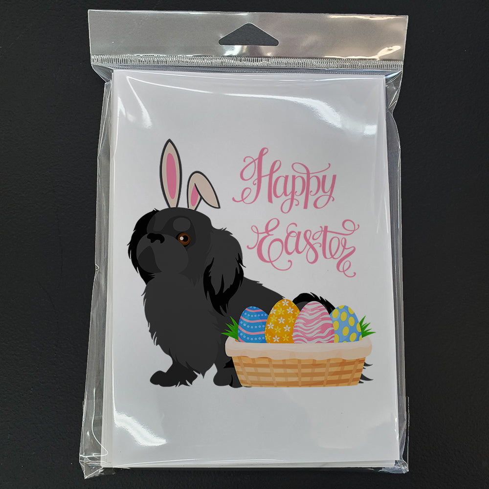Black Pekingese Easter Greeting Cards Pack of 8 Blank Cards with Envelopes Whimsical A7 Size 5x7