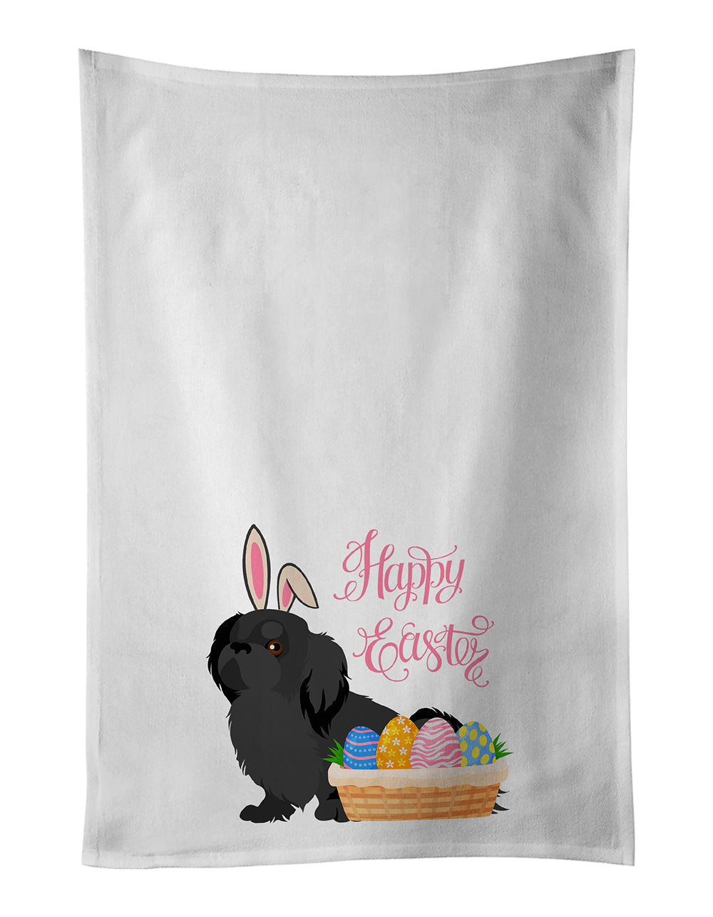 Black Pekingese Easter Kitchen Towel Set of 2 White Dish Towels Decorative Bathroom Hand towel for Hand, Face, Hair, Yoga, Tea, Dishcloth, 19 X 28", White