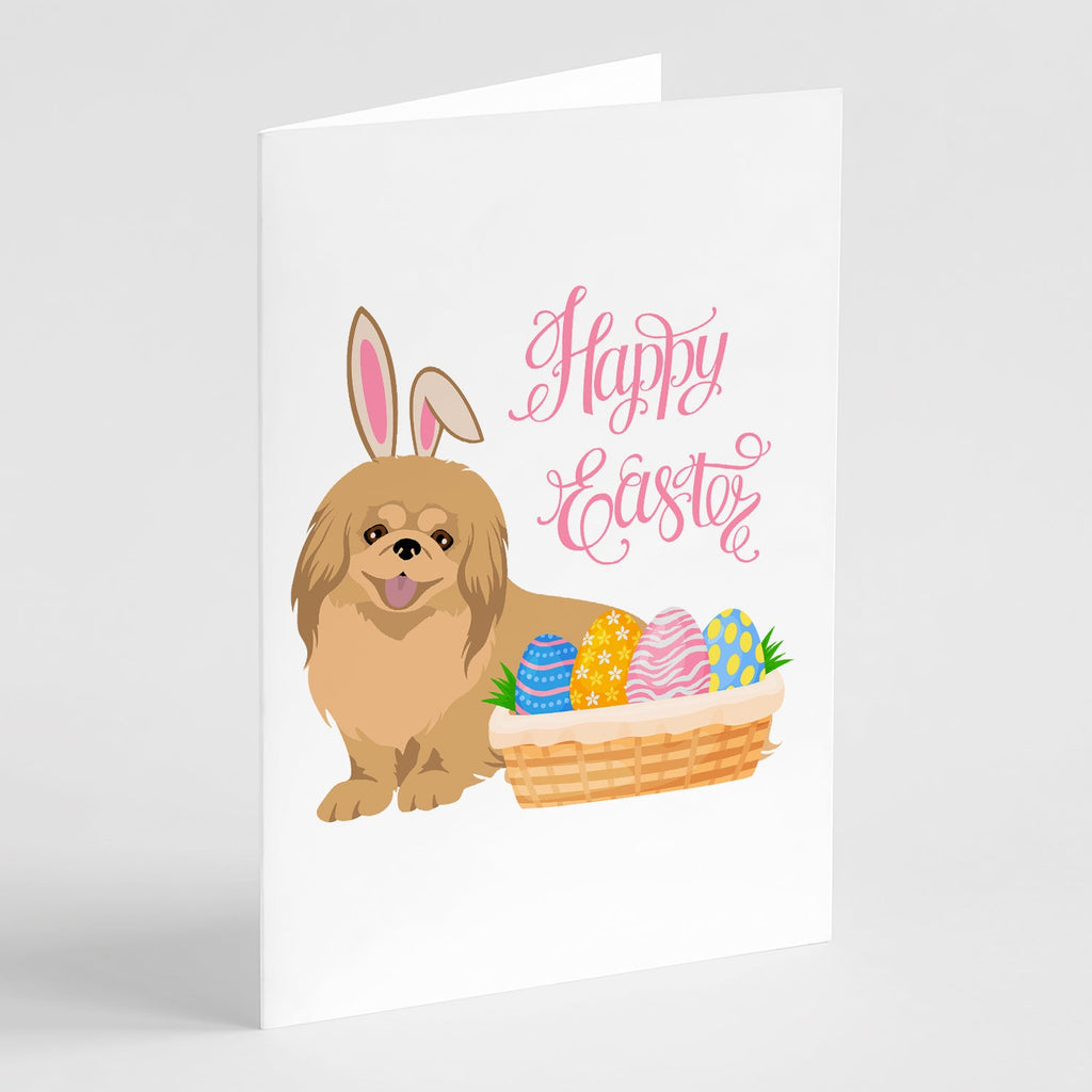 Gold Pekingese Easter Greeting Cards Pack of 8 Blank Cards with Envelopes Whimsical A7 Size 5x7