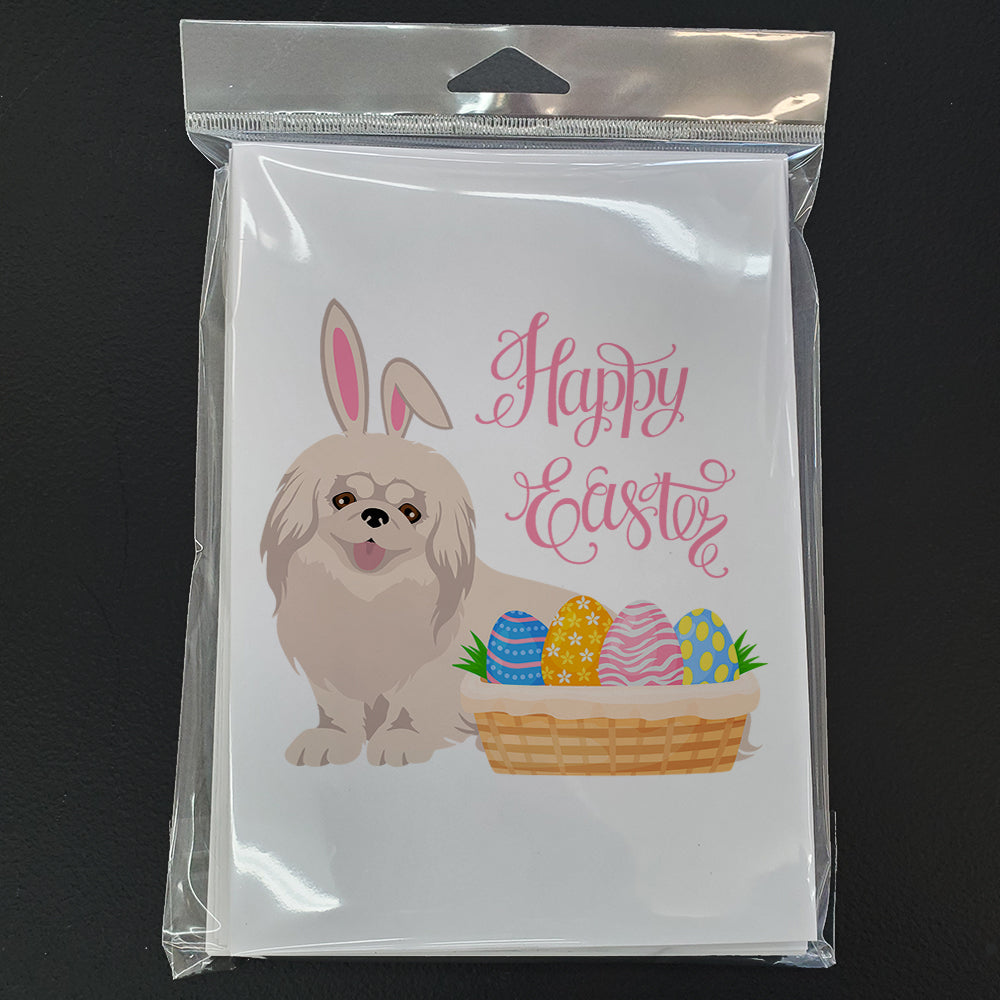 White Pekingese Easter Greeting Cards Pack of 8 Blank Cards with Envelopes Whimsical A7 Size 5x7