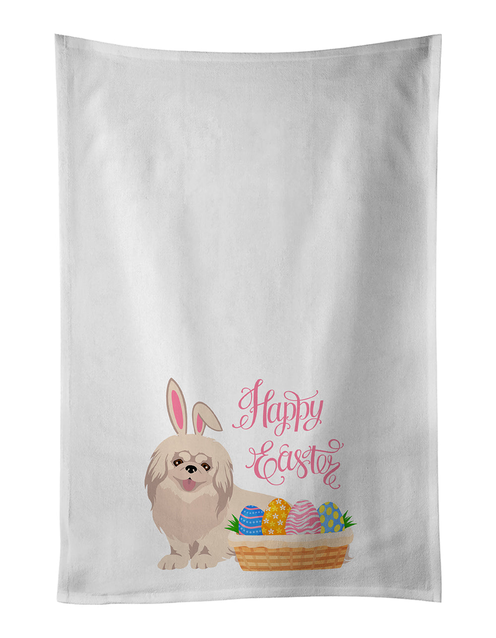 White Pekingese Easter Kitchen Towel Set of 2 White Dish Towels Decorative Bathroom Hand towel for Hand, Face, Hair, Yoga, Tea, Dishcloth, 19 X 28", White