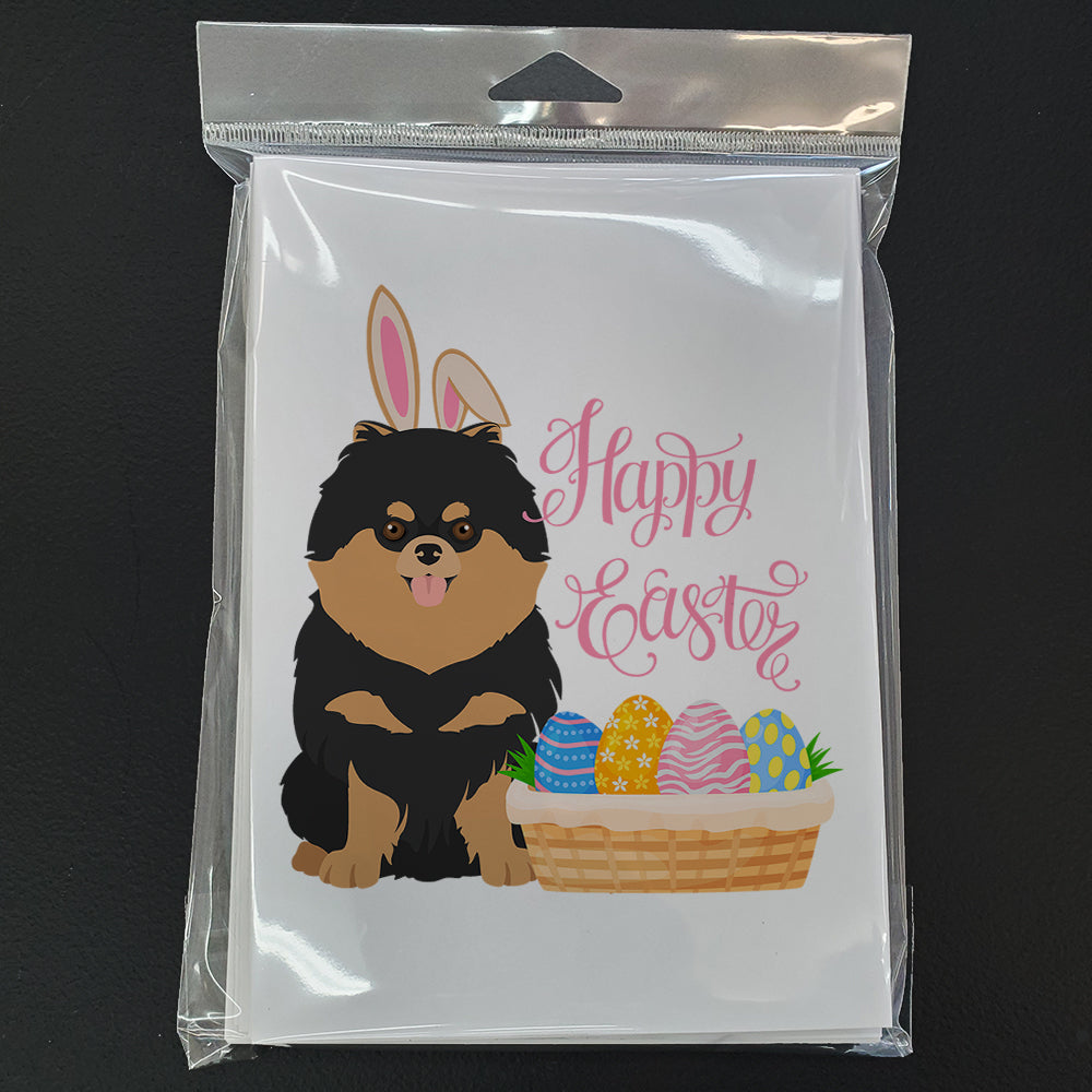 Black and Tan Pomeranian Easter Greeting Cards Pack of 8 Blank Cards with Envelopes Whimsical A7 Size 5x7