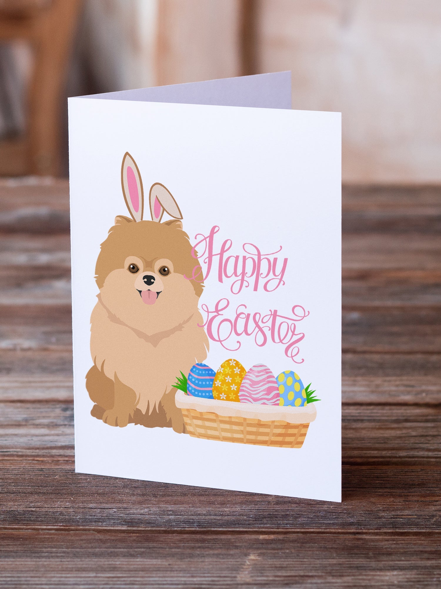 Orange Pomeranian Easter Greeting Cards Pack of 8 Blank Cards with Envelopes Whimsical A7 Size 5x7