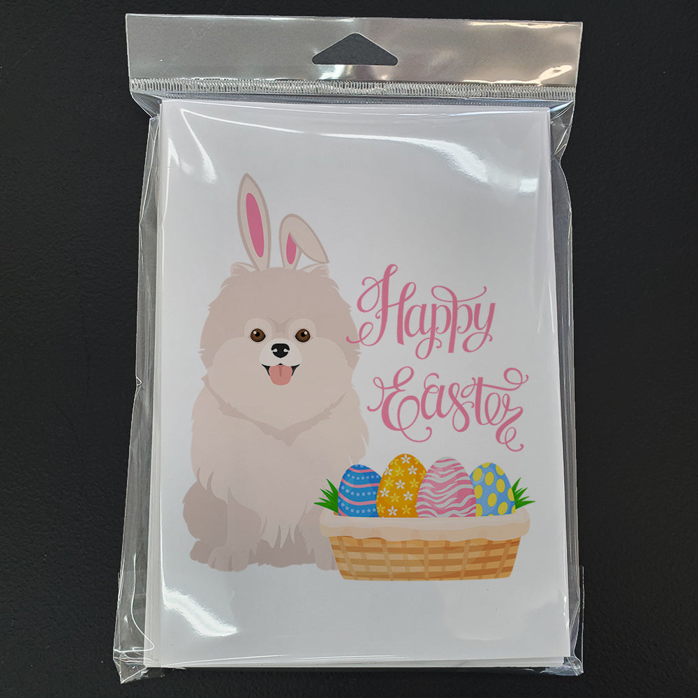 White Pomeranian Easter Greeting Cards Pack of 8 Blank Cards with Envelopes Whimsical A7 Size 5x7