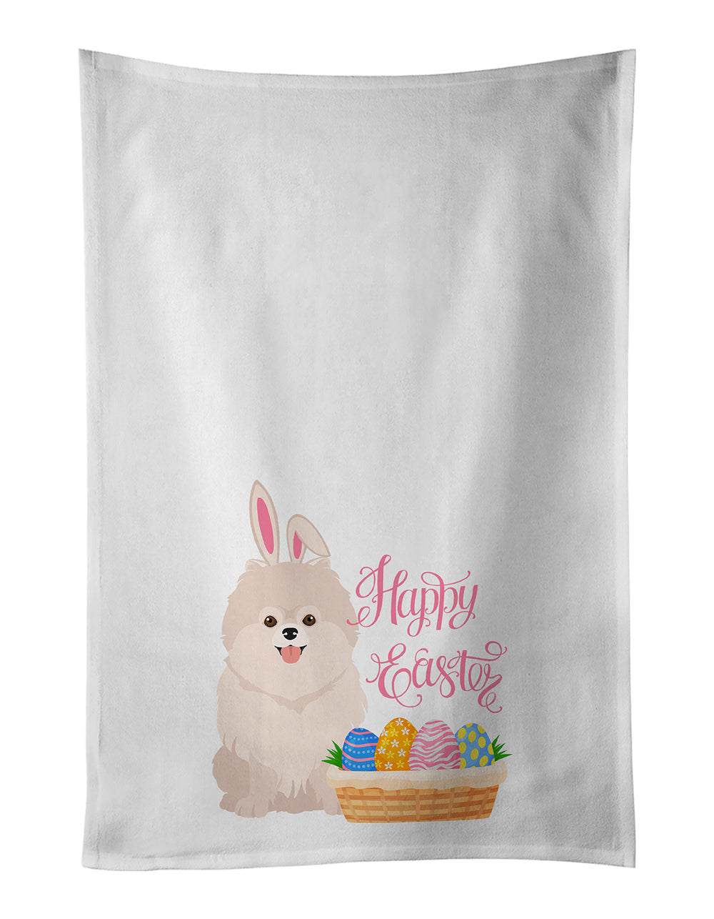 White Pomeranian Easter Kitchen Towel Set of 2 White Dish Towels Decorative Bathroom Hand towel for Hand, Face, Hair, Yoga, Tea, Dishcloth, 19 X 28", White