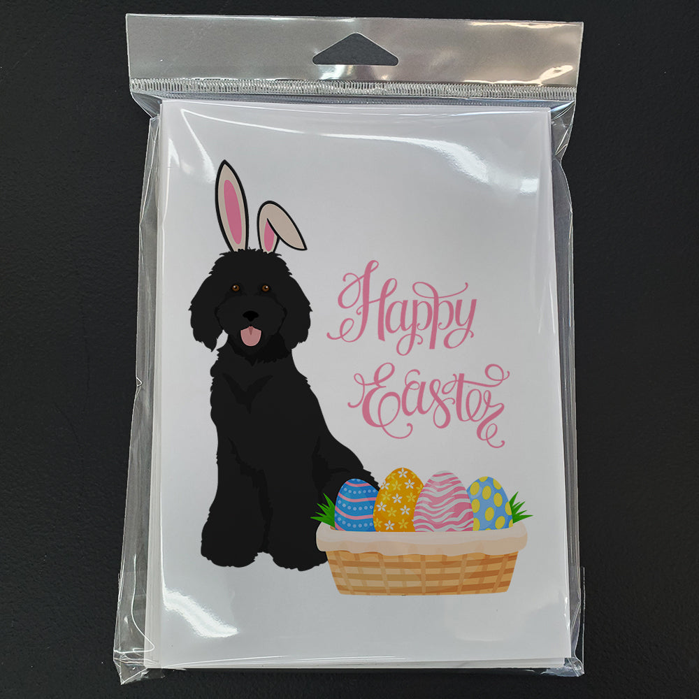 Standard Black Poodle Easter Greeting Cards Pack of 8 Blank Cards with Envelopes Whimsical A7 Size 5x7