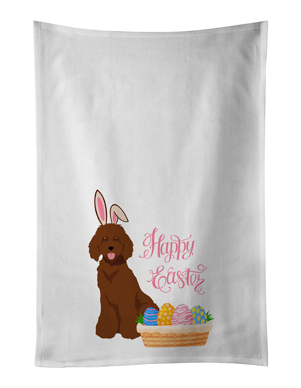 Standard Red Poodle Easter Kitchen Towel Set of 2 White Dish Towels Decorative Bathroom Hand towel for Hand, Face, Hair, Yoga, Tea, Dishcloth, 19 X 28", White