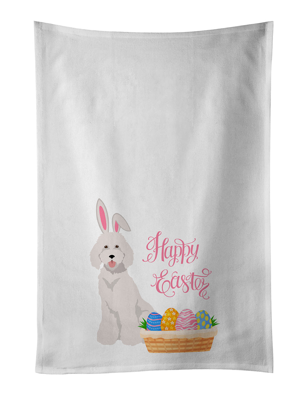 Standard White Poodle Easter Kitchen Towel Set of 2 White Dish Towels Decorative Bathroom Hand towel for Hand, Face, Hair, Yoga, Tea, Dishcloth, 19 X 28", White