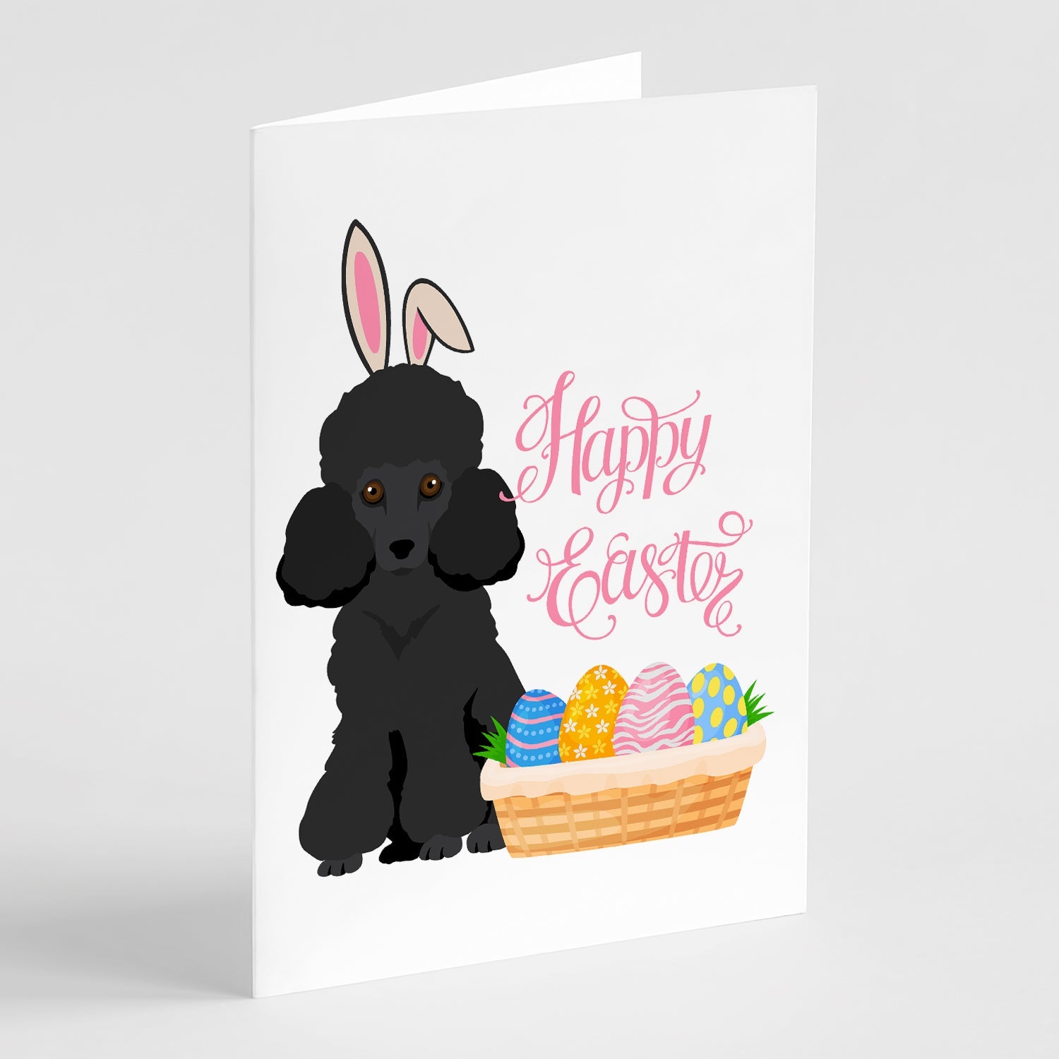 Toy Black Poodle Easter Greeting Cards Pack of 8 Blank Cards with Envelopes Whimsical A7 Size 5x7