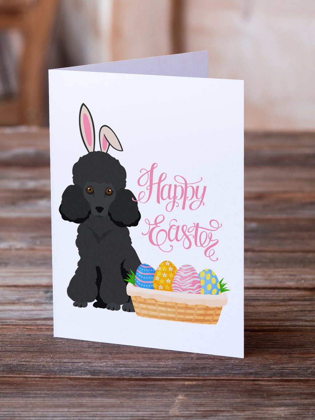 Toy Black Poodle Easter Greeting Cards Pack of 8 Blank Cards with Envelopes Whimsical A7 Size 5x7